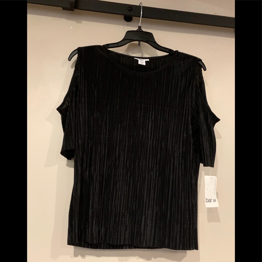 Bar III crinkle knit cold shoulder top
